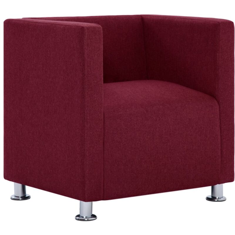 

Sillón en Forma de Cubo de Tela Vino Tinto - Rojo - Vidaxl