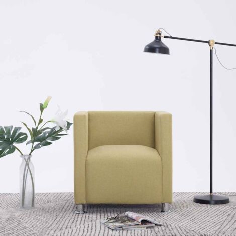 Sillón en forma de cubo de tela verde vidaXL