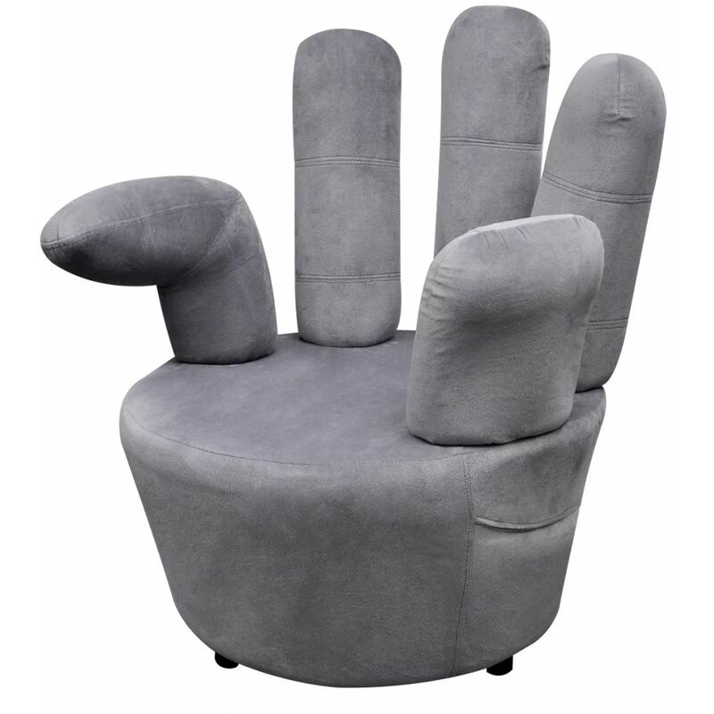 

Sillón en forma de mano de terciopelo gris