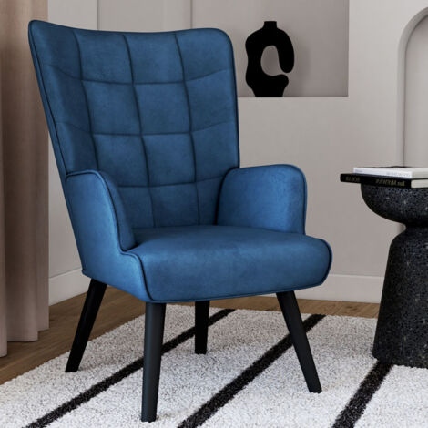 Sillón escandinavo ANIA de terciopelo azul