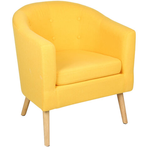 Sillón Escandinavo, Armchair, Sillón Relax, Sillas de Ocio para Salón, Dormitorio, Amarillo