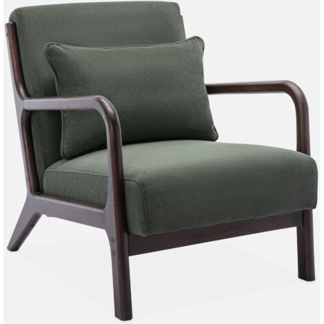 Sillón escandinavo de pana y madera de hevea