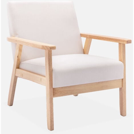 SWEEEK Sillón estilo escandinavo de madera y tela