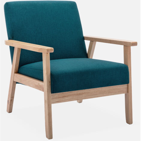 Sillón estilo escandinavo de madera y tela