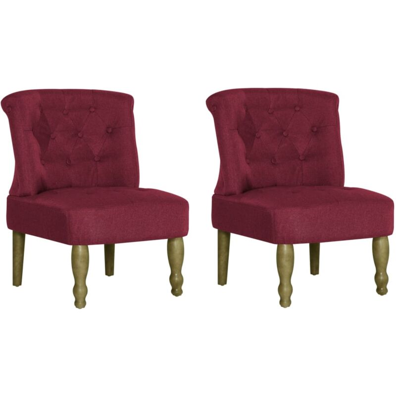 

Sillón Francés de Tela 2 Unidades Vino Tinto - Rojo - Vidaxl