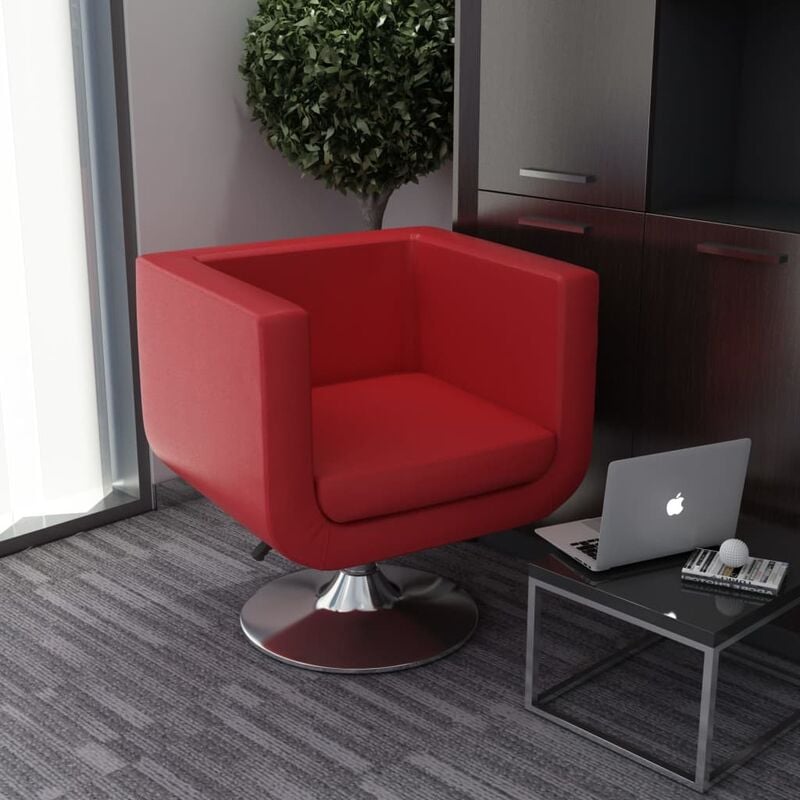 

BHD - Sillón giratorio de cuero artificial rojo