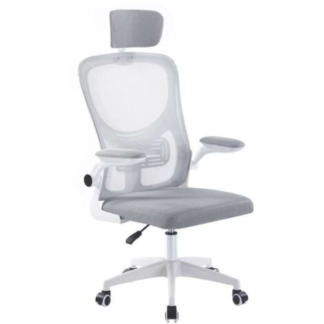 Sillón giratorio elevable gamer Aero Red transpirable en gris/blanco, 106/116cm(alto) 62cm(ancho) 62cm(fondo).