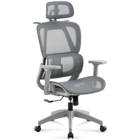 Sillón giratorio elevable gamer Ergo Red transpirable en gris claro, 118/124cm(alto) 70cm(ancho) 70cm(fondo).
