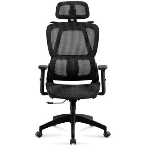 Sillón giratorio elevable gamer Ergo Red transpirable en negro, 118/124cm(alto) 70cm(ancho) 70cm(fondo).