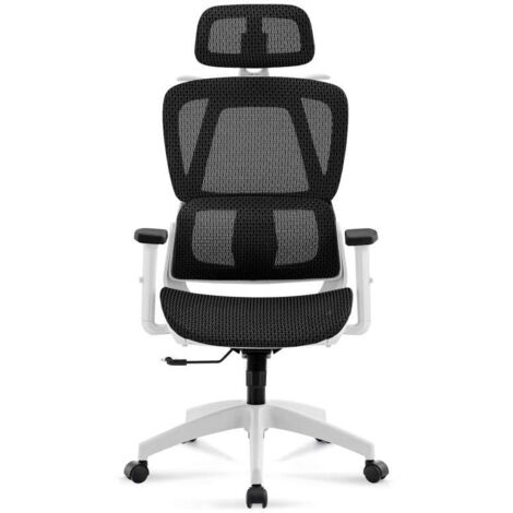 Sillón giratorio elevable gamer Ergo Red transpirable en negro/blanco, 118/124cm(alto) 70cm(ancho) 70cm(fondo).