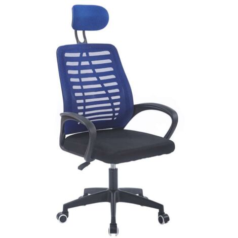 Sillón giratorio elevable gamer Kneck Red transpirable en negro/azul, 106/116cm(alto) 58.5cm(ancho) 56cm(fondo).