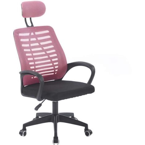 Sillón giratorio elevable gamer Kneck Red transpirable en negro/rosa, 106/116cm(alto) 58.5cm(ancho) 56cm(fondo).