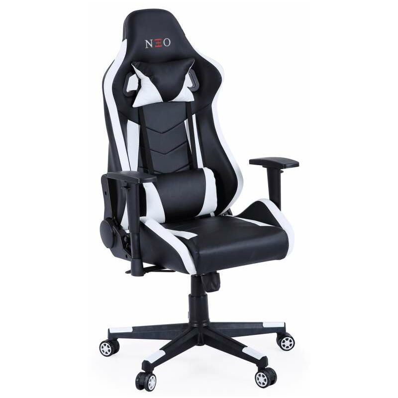 

Sillon giratorio elevable gamer Pro en simil piel varios colores a elegir 124-134 cm(alto)70 cm(ancho)70 cm(largo) Color Negro-Blanco