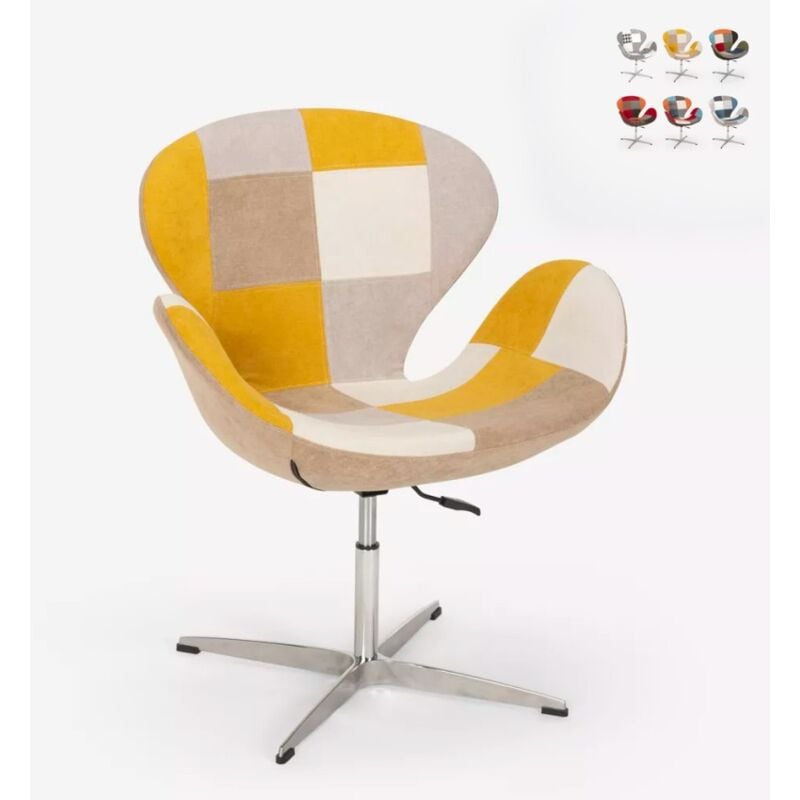 

Sillón giratorio estudio de salón estilo patchwork de diseño moderno Stork | Patchwork 3