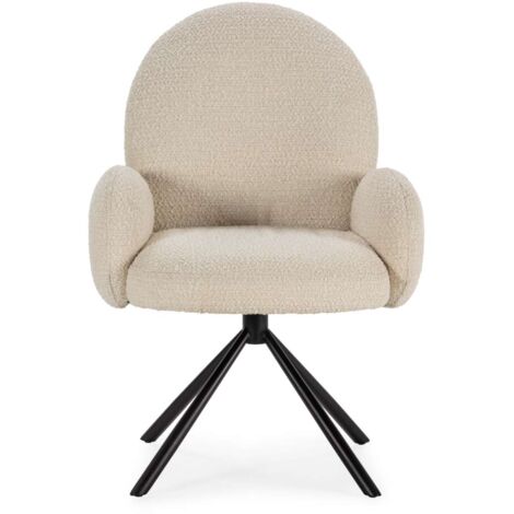 Sillón giratorio modelo Damas con brazos tapizado textil blanco, 89cm(alto) 64cm(ancho) 60cm(largo)