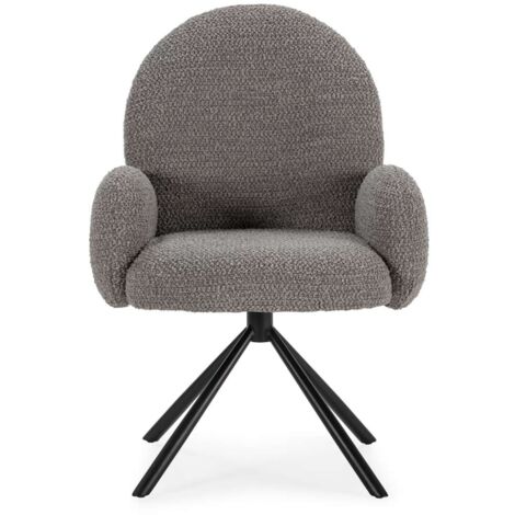 Sillón giratorio modelo Damas con brazos tapizado textil gris claro, 89cm(alto) 64cm(ancho) 60cm(largo)