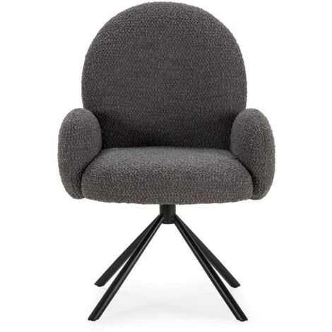 Sillón giratorio modelo Damas con brazos tapizado textil gris oscuro, 89cm(alto) 64cm(ancho) 60cm(largo)