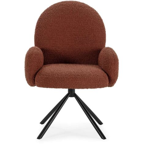 Sillón giratorio modelo Damas con brazos tapizado textil teja, 89cm(alto) 64cm(ancho) 60cm(largo)