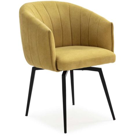 Sillón giratorio modelo Plumeti tapizado textil mostaza, 81cm(alto) 60cm(ancho) 61cm(largo)