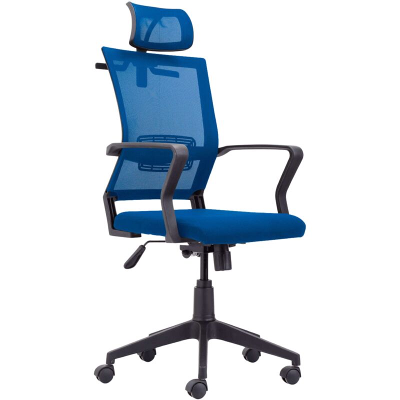 

Silla oficina ergonómica mecanismos basculante refuerzo lumbar regulable altura 117-127x64x64 cm COLOR AZUL