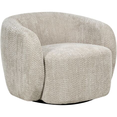 Sillón giratorio moderno tapizado de poliéster con reposabrazos asiento ancho sala de estar beige Tore