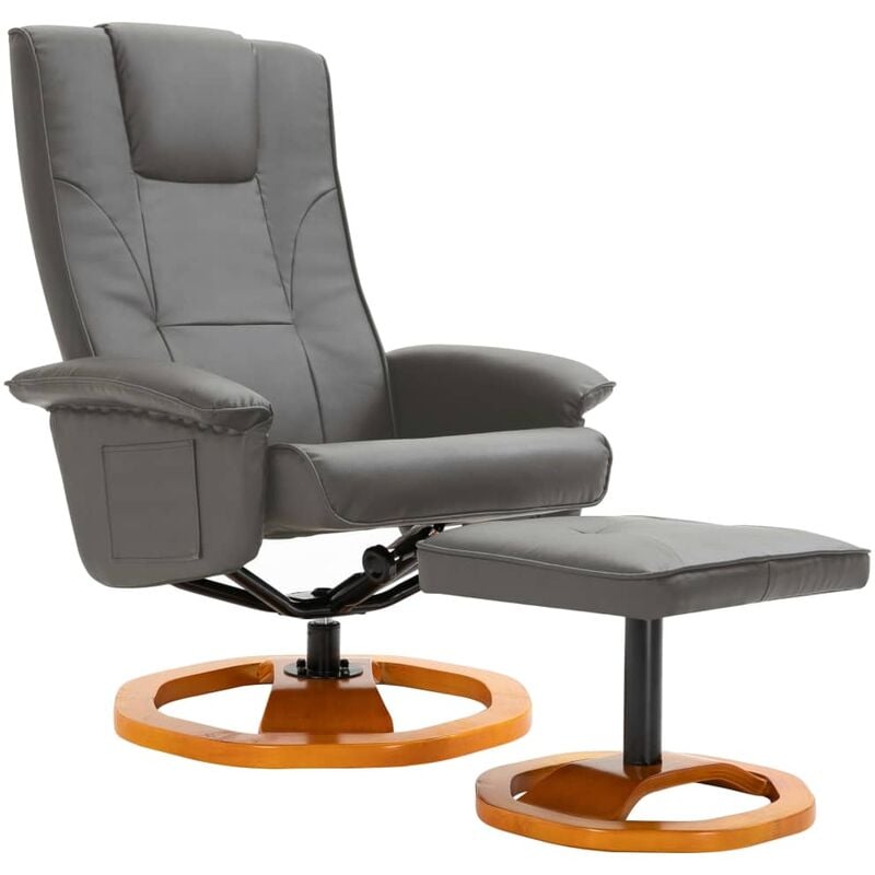 

Sillón Giratorio para TV con Reposapiés Cuero Artificial Gris - Gris - Vidaxl