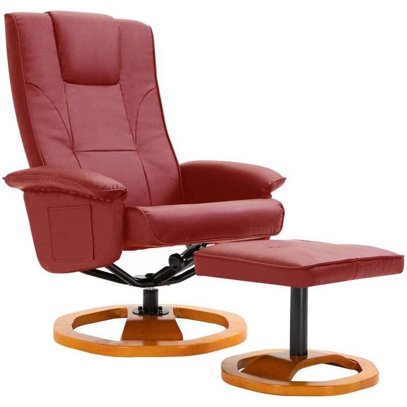 

Sillón Giratorio para TV con Reposapiés Cuero Artificial Vino Tinto - Rojo - Vidaxl