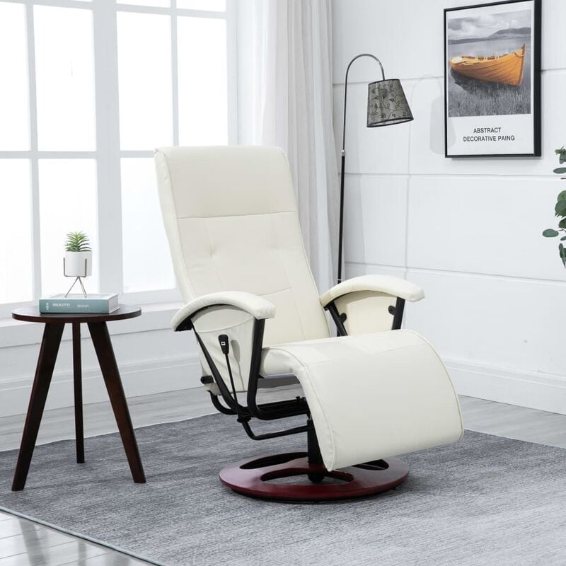 

Sillón giratorio para TV de cuero artificial color crema