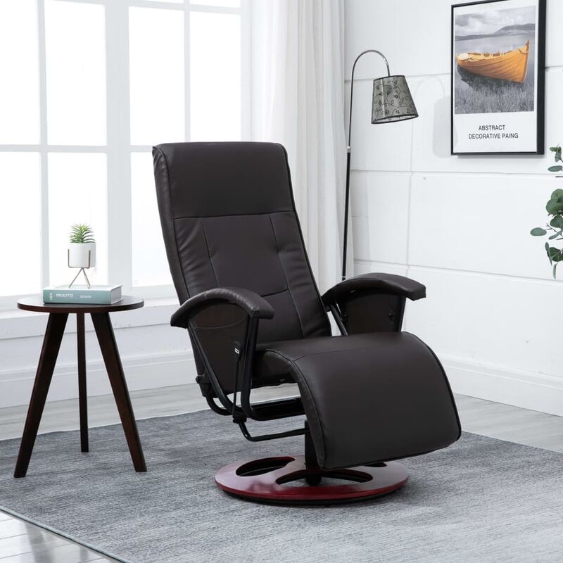 

Sillón giratorio para TV de cuero artificial marrón
