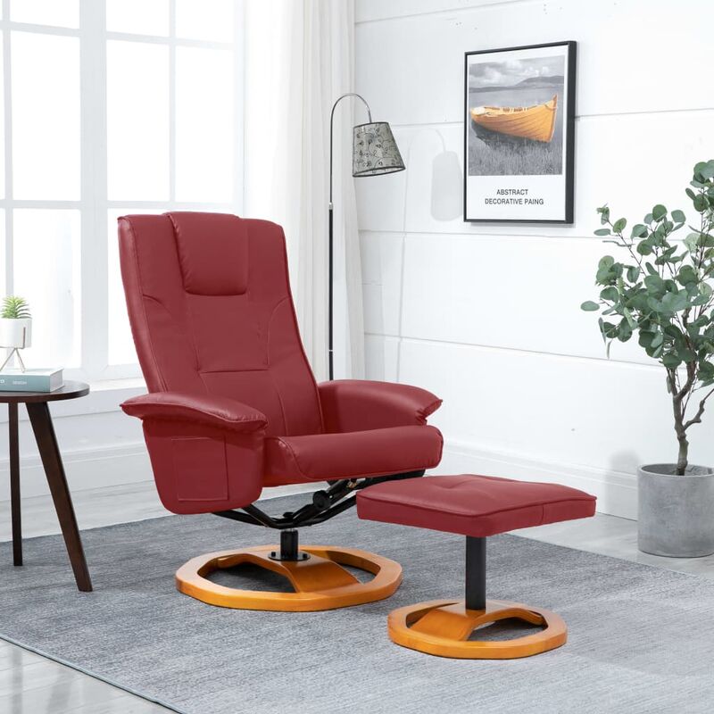 

Sillón giratorio para TV reposapiés cuero artificial vino tinto