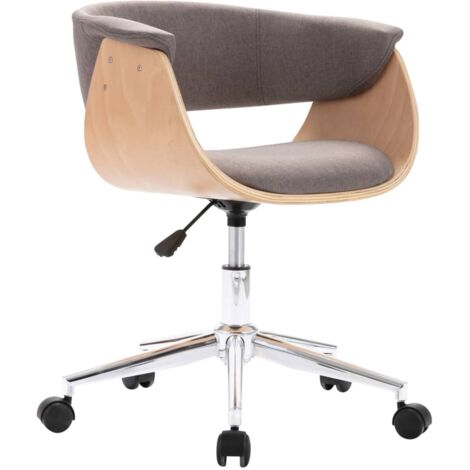Sillón giratorio silla para ordenador oficina estudio madera curvada y tela topo 020024177