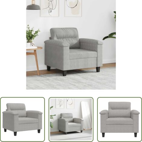 Sillón gris claro -  Sillón de tela microfibra gris claro 60 cm