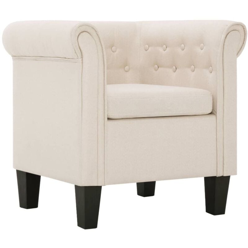 

Sillón con Cojín de Tela Crema - Crema - Vidaxl