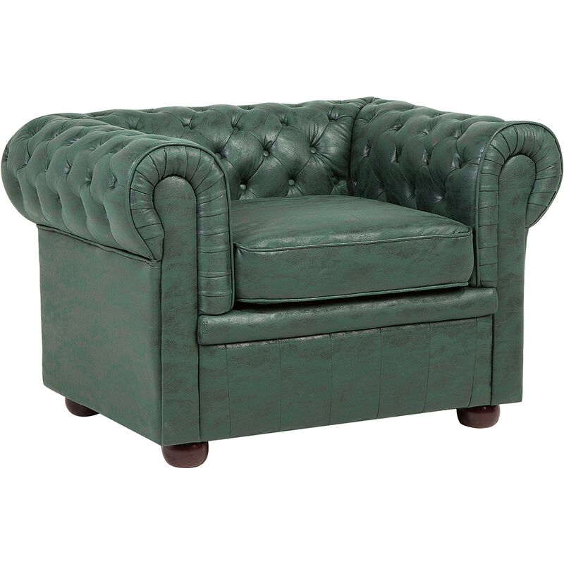 

Sillón de piel sintética verde CHESTERFIELD