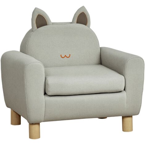Sillón Infantil Mini Sofá para Niños de +3 Años con Asiento Acolchado y Reposabrazos 61x42x53 cm Marrón