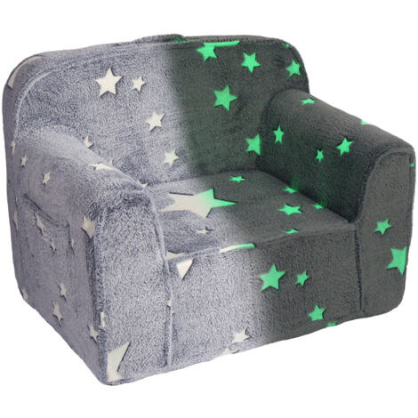 Sillón Infantil, Sofá De Lectura con Estampado De Estrellas para Niños Y Niñas, Funda De Sofá Extraíble - Gris