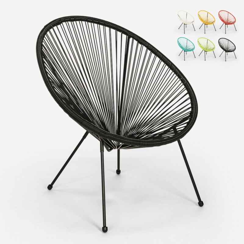 

Sillón interior y silla de jardín speghetti diseño Acapulco moderno Sunflower | Negro