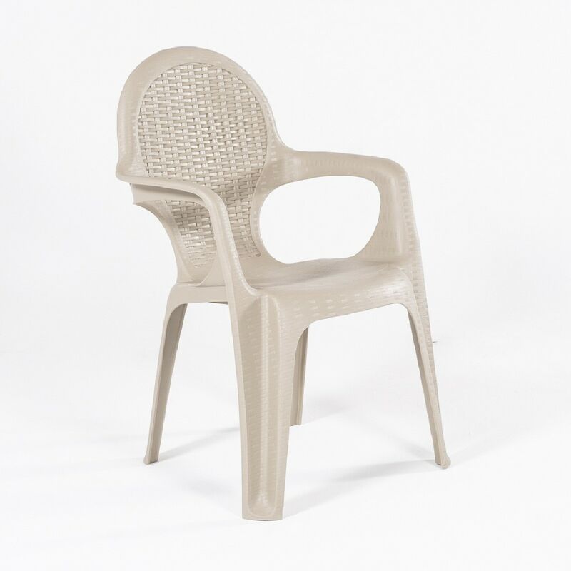 

Sillón jardín apilable, Resina trenzada, Tamaño: 75 cmx58 cmx84 cm, Resina, Color Arena