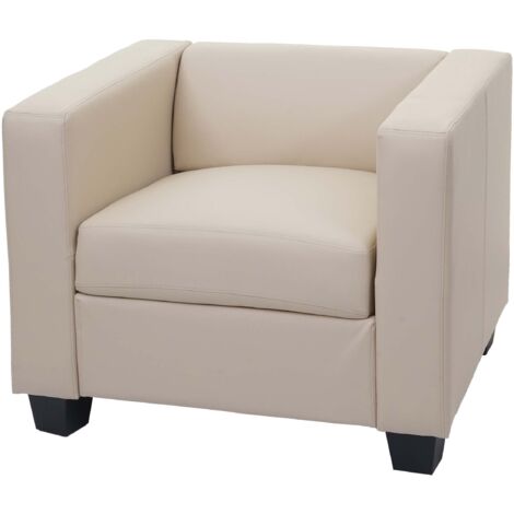 Sillón Lille, polipiel, color crema
