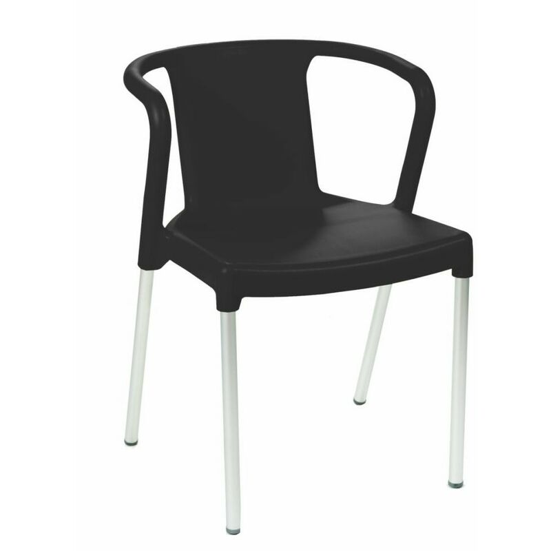 

Sillón LIS, apilable, aluminio, polipropileno negro*