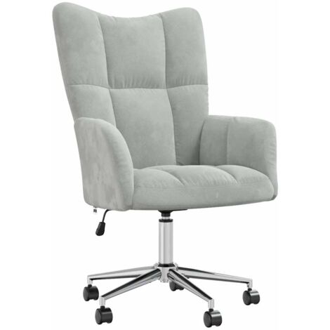 Sillón lounge sofá sillón con ruedas diseño moderno regulable en altura en terciopelo gris claro DEC026676