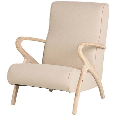 Sillon Madera De Caucho Lino Beige 72X80X85Cm