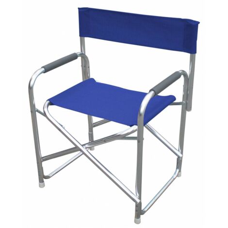 Sillón Magnum serie Playa estructura en tubo de aluminio satinado y textileno azul