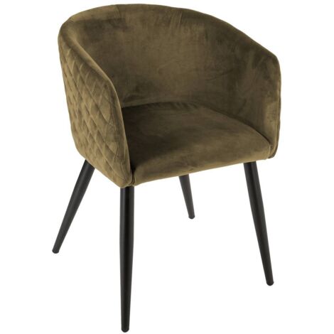 Sillón «Marlo» de terciopelo verde caqui - Atmosphera créateur d'intérieur
