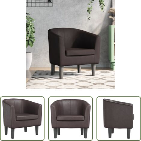 Sillón marrón -  Sillón cuero sintético marrón