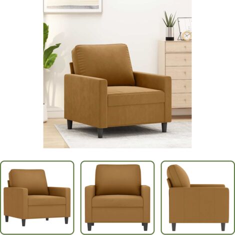 Sillón marrón -  Sillón de terciopelo marrón 60 cm