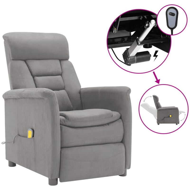 

Sillon masaje electrico reclinable ante sintetico gris claro