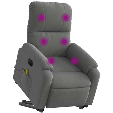 Sillón masaje eléctrico reclinable elevable tela gris oscuro vidaXL