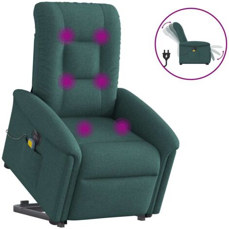 Sillón masaje eléctrico reclinable elevable tela verde oscuro