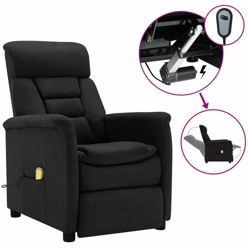 

Sillon masaje electrico reclinable piel sintetica de ante negro